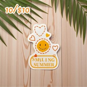 Smiling Summer Vinyl Sticker – Cute Yellow Smile Face & Hearts